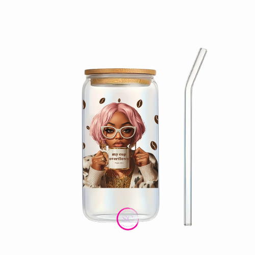My Cup Overflows – Psalm 23:5 – Sipper Cup with UV DTF Wrap