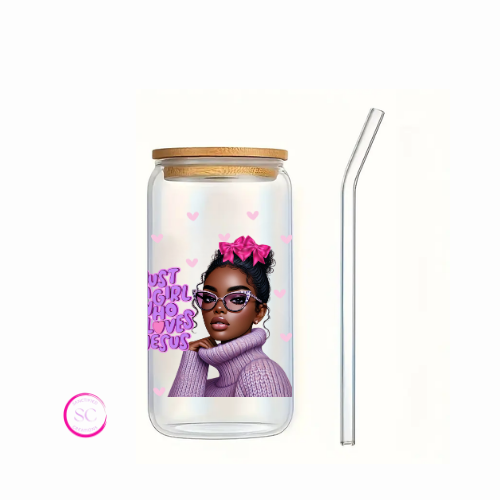 Just a Girl Who Loves Jesus Sipper Cup - UV DTF Wrap