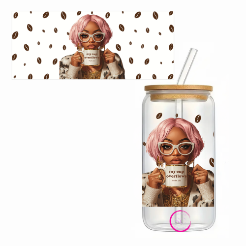 My Cup Overflows – Psalm 23:5 – Sipper Cup with UV DTF Wrap