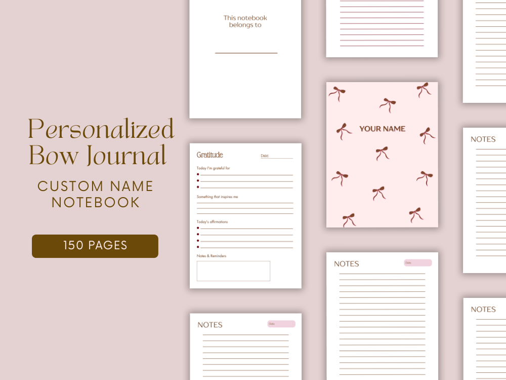 Personalized Bow Journal – Custom Name Notebook